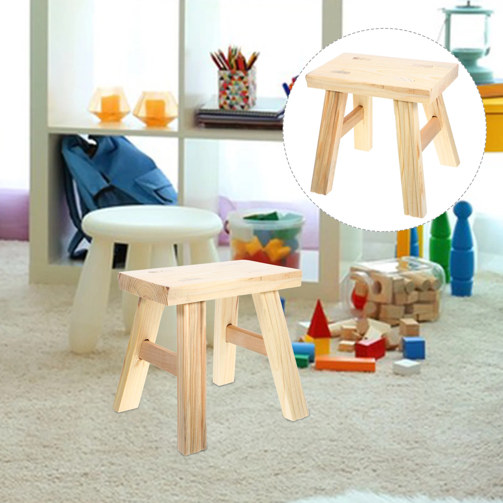 The Bench Work Stool Foot Rest Foldable Step for Toddlers Wood Adults Sitting Wooden Stools Short Bedpan Child