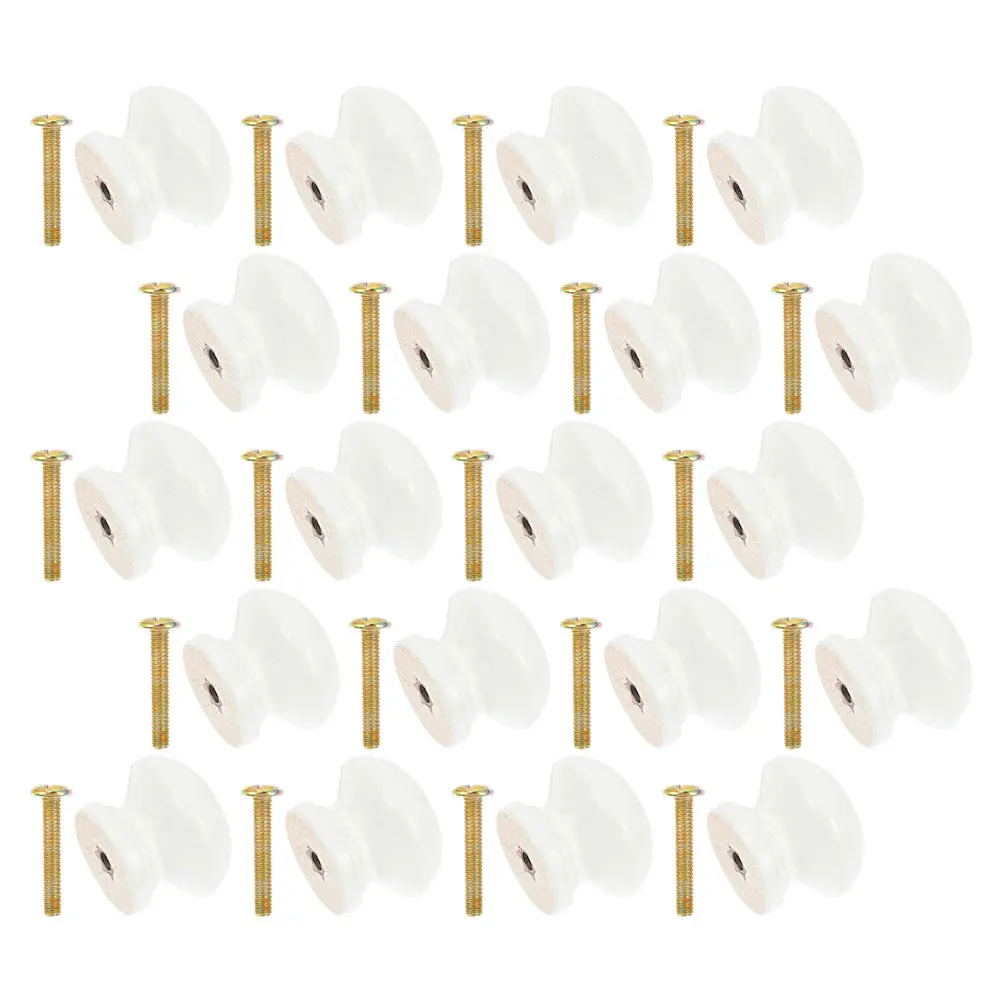 

20 set 20 Sets Wooden Cabinet Knobs Round Design Single Hole Installation Furniture Hardware Dresser Pulls Wood Handles