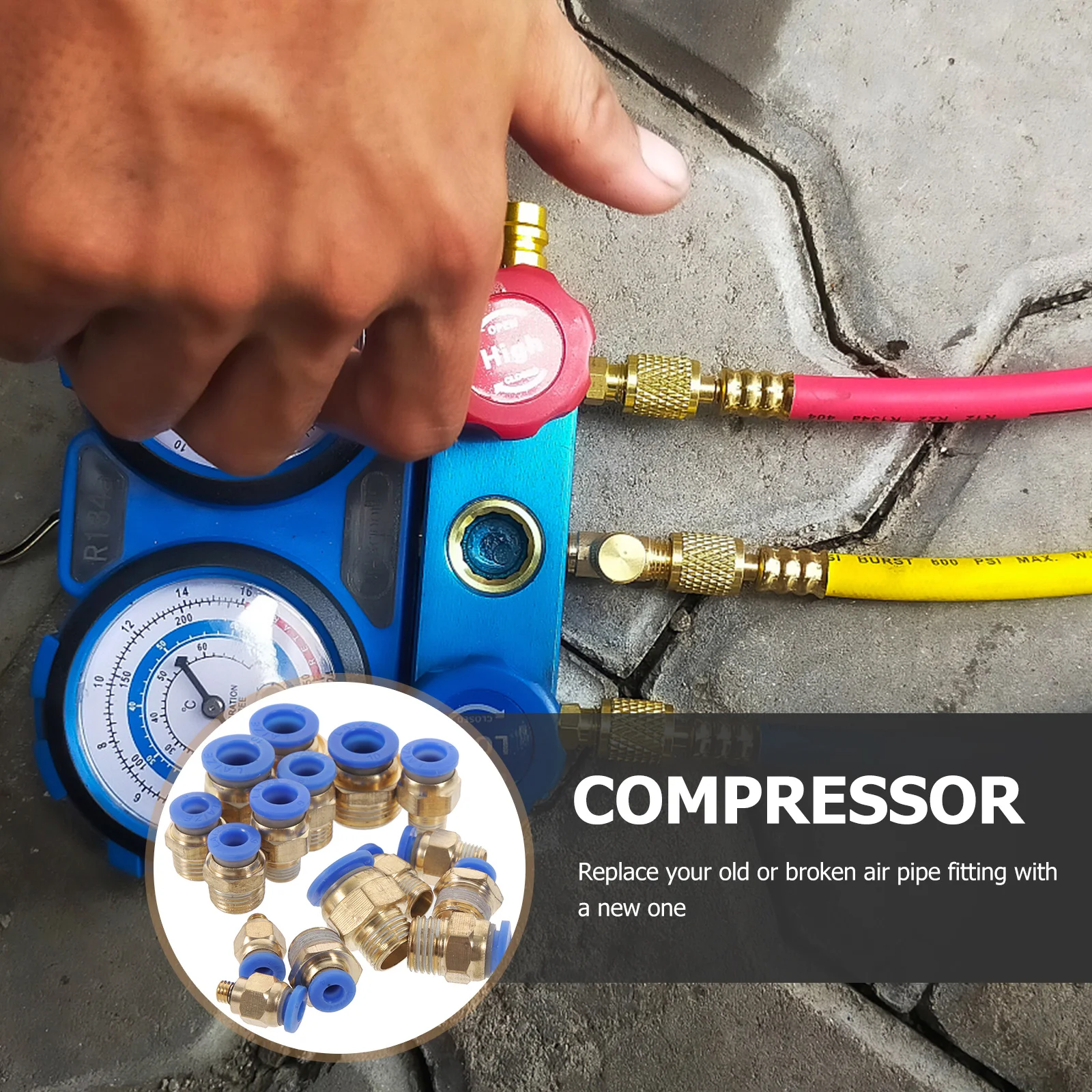 

1Set Air Hose Connector Straight Coupling Durable ABS Copper Efficient Air Compressor Pressure Washer Quick Connect