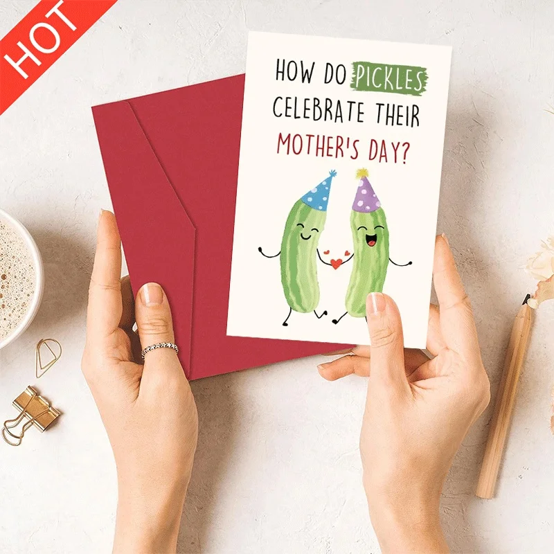 

Funny Pickle Mothers Day Greeting Card, Cute Pickle Themed Mothers Day Card for Mom, Humorous Mothers Day Card Gift
