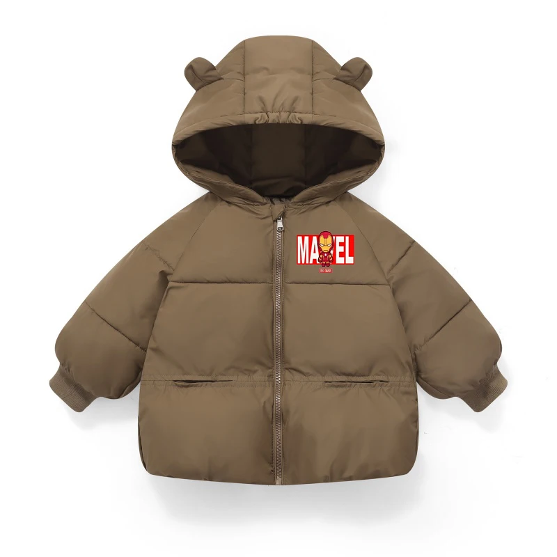 Marvel Spiderman Kinder-Winter-Kapuzenmantel, leichte, wärmeisolierte Jacke, verdickte Baumwoll-Reißverschluss-Oberbekleidung für Jungen und Mädchen