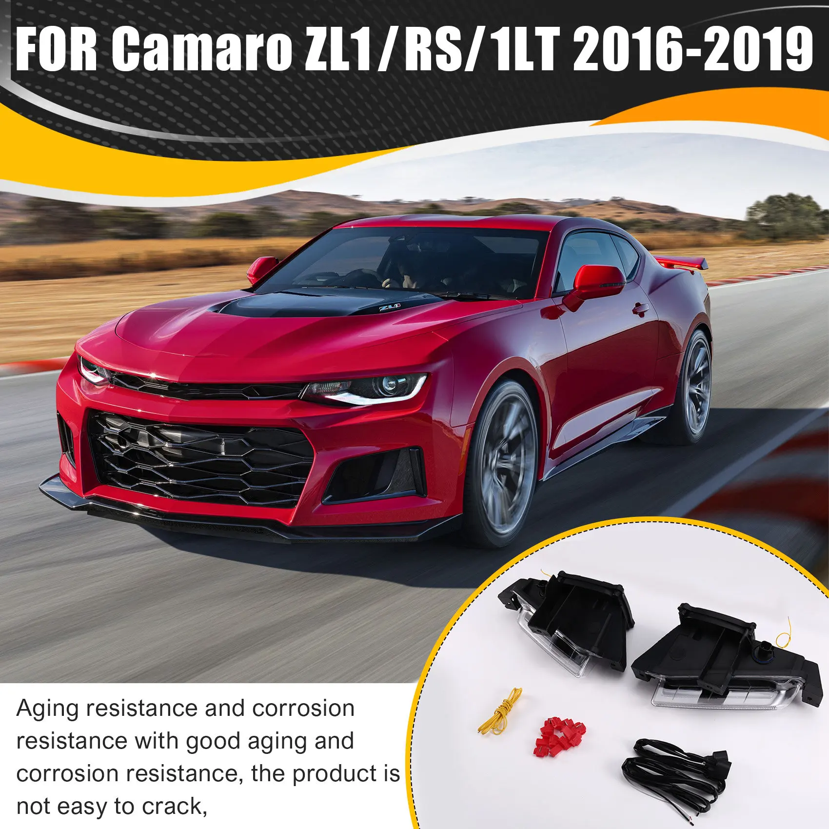 

White Fog Lights Daytime Running Lights Yellow Turn Signal For Chevy Camaro ZL1 RS 1LT 2016 2017 2018 2019