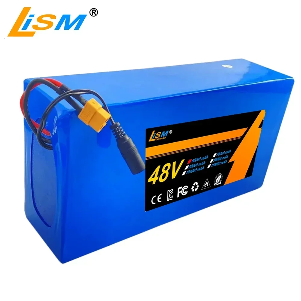 13S6P 48V 60Ah Lithium Battery Pack Suitable For Electric Bicycle Kick Scooter, 18650 Built-in Intelligent BMS Ele