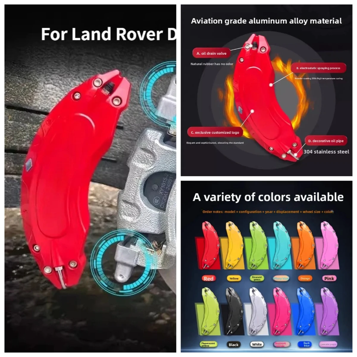 Car Brake Caliper Cover Aluminum Alloy Front Rear Wheel Hub Decoration Caliper Protector For Land Rover Defender 2020-2026