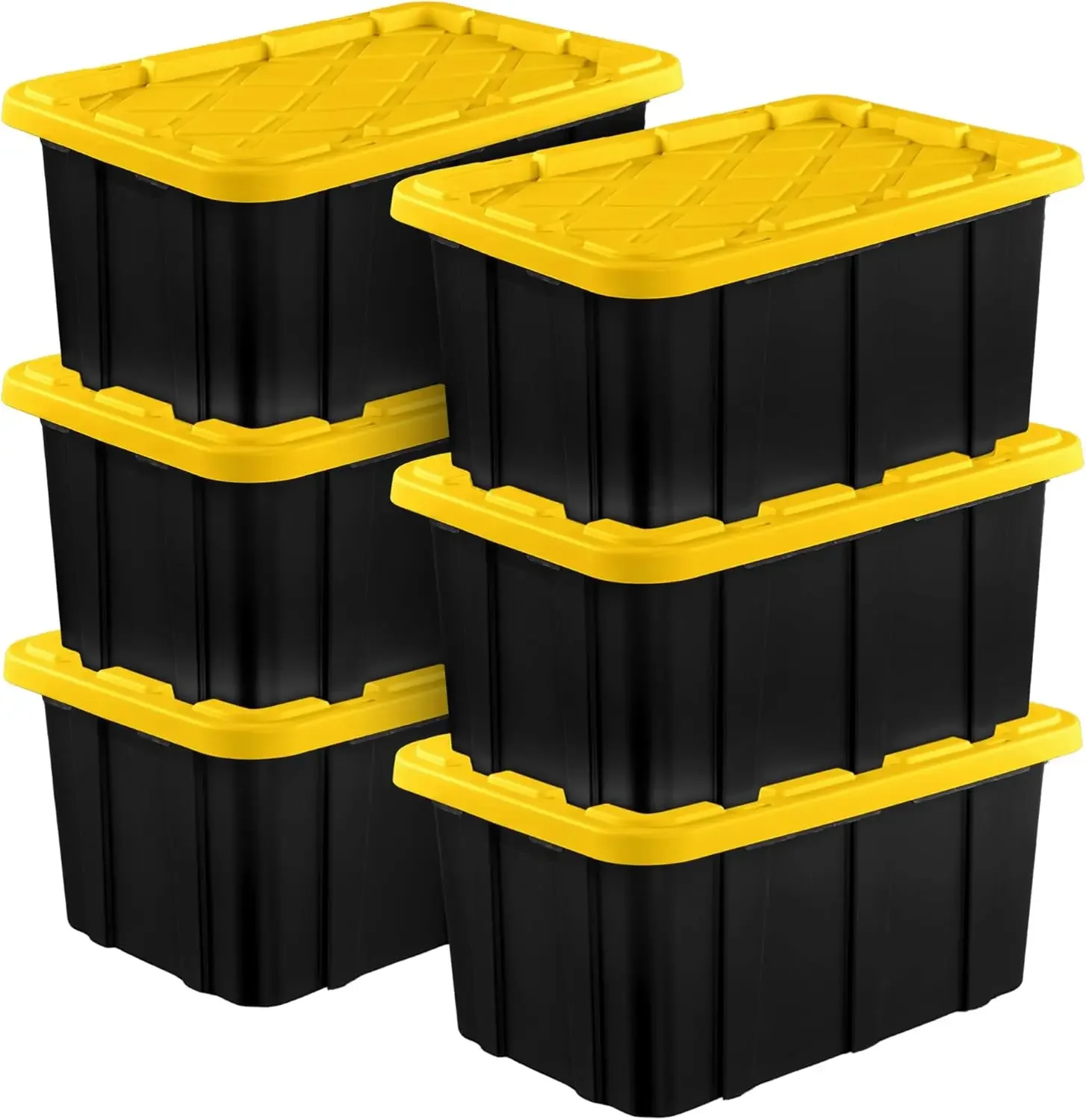 

6-Pack Industrial Tote, Plastic Storage Container Bins with Lids, 17 Gallon - Heavy-Duty Organizing Containers for Closet, Bathr