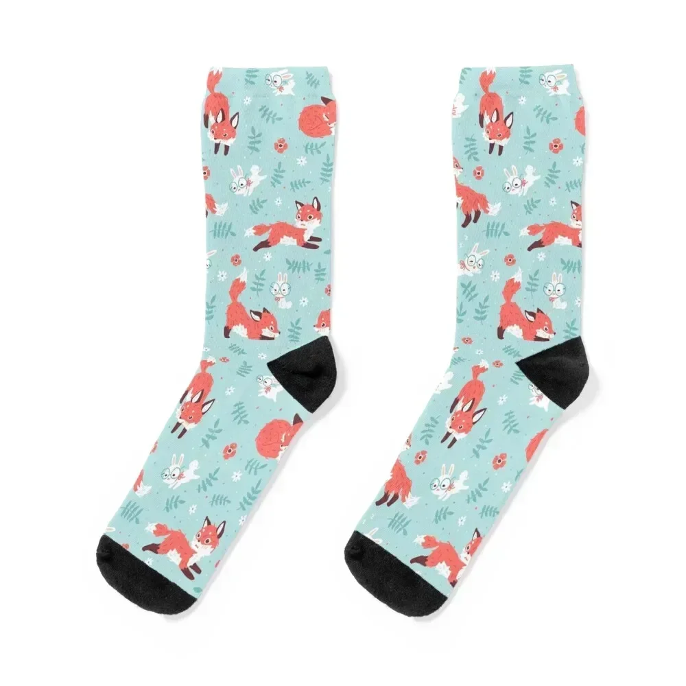 

Fox and Bunny Pattern Socks sheer anti slip football Mens Socks Women's