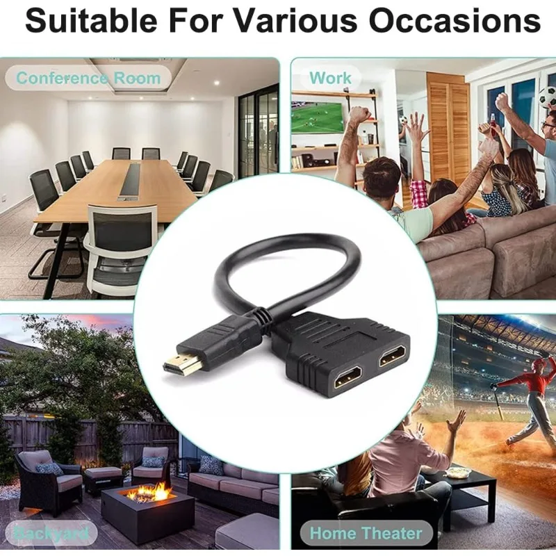 HD 1080P Splitter Dual Port 1 in 2 Out Cable Male To Female HDMI Adapter For Laptop TV Box Monitor HDMI-Compatible Splitter