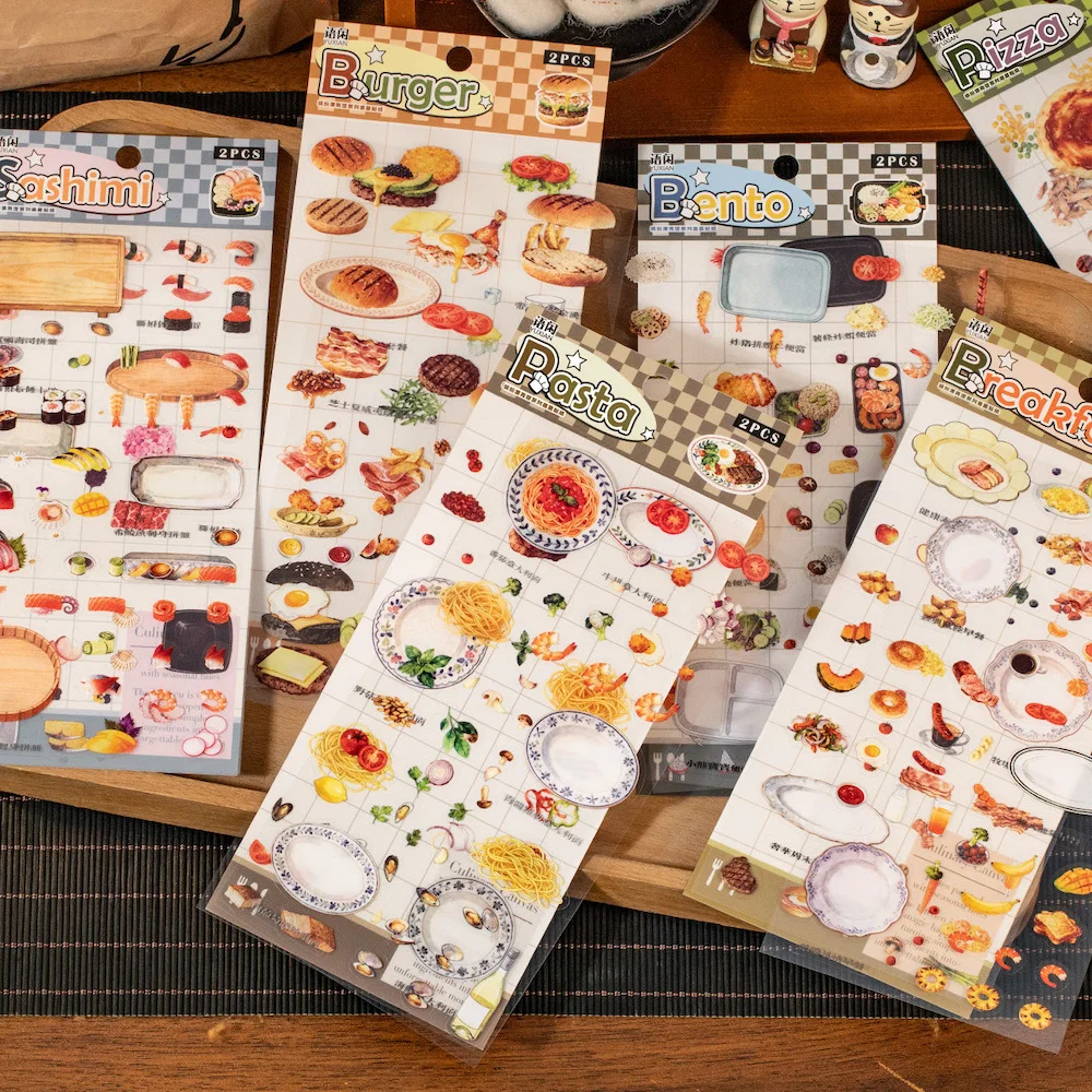 Cute DIY Food Stickers Japan Style Bento Sushi Pizza Burger Pattern for Scrapbooking Junk Journal Diary Decoration