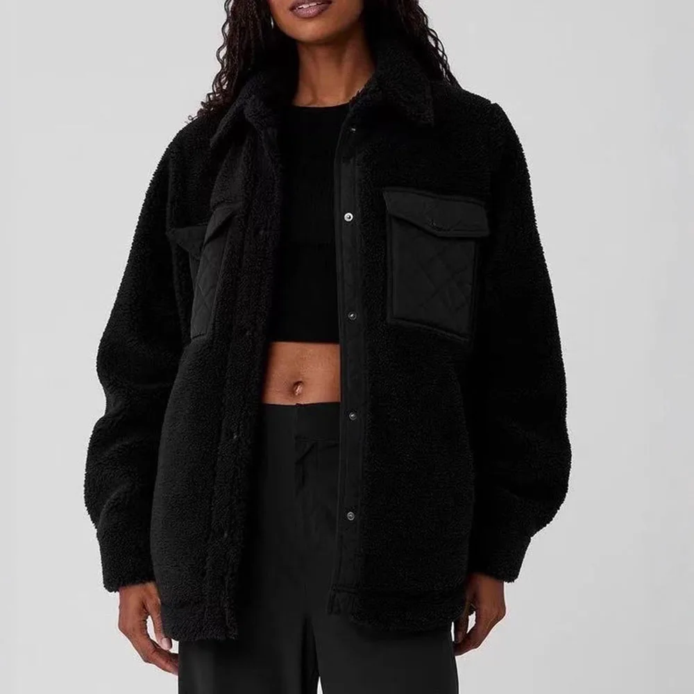 

T-A2O оригинальный стандарт Jisoo с осенне-зимним длинным теплым модным рисунком, чтобы создать ленивый удобный минималистский флис ягненка