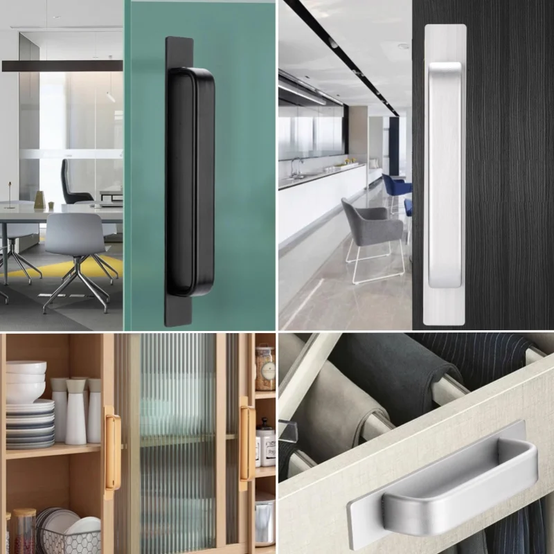 2 قطعة مقبض كابينة ذاتية اللصق سبائك الألومنيوم درج دفع مقابض سحب مساعد لا عصا الحفر على مقبض لخزانة المطبخ