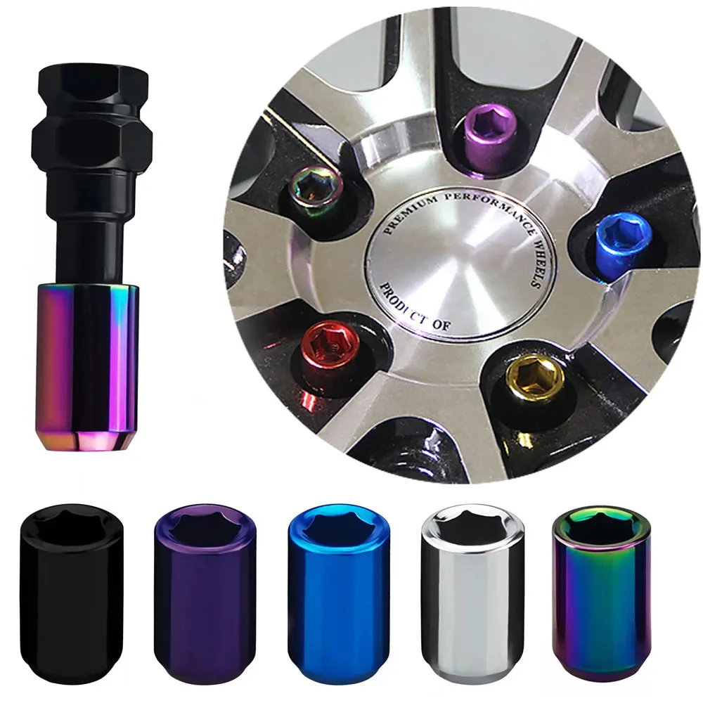 Universal 32mm Stainless Steel Extended Wheel Lug Nuts 20 Pieces Racing Car Steel Wheel Nuts M12 x 1.25 M12x1.5