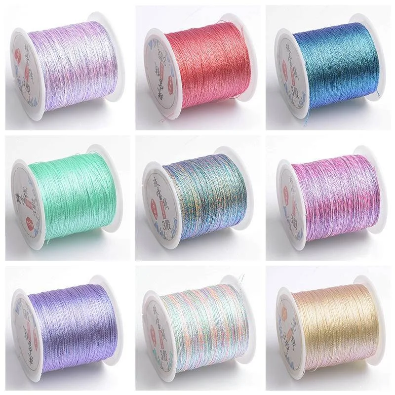 

100M/Roll 3 Strands Colorful Gold Silver Thread Braided Rope Thread Embroidery Crochet Bead String DIY Bracelet Necklace