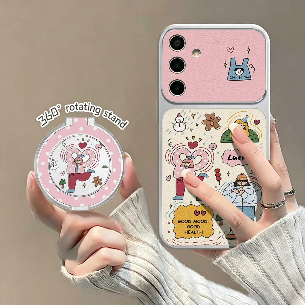 Phone Case for Samsung Galaxy A57 A56 A55 A54 A53 A37 A36 A35 5G A32 A07 Cases Fashion Lucky Girl Energetic Girly With A Bracket