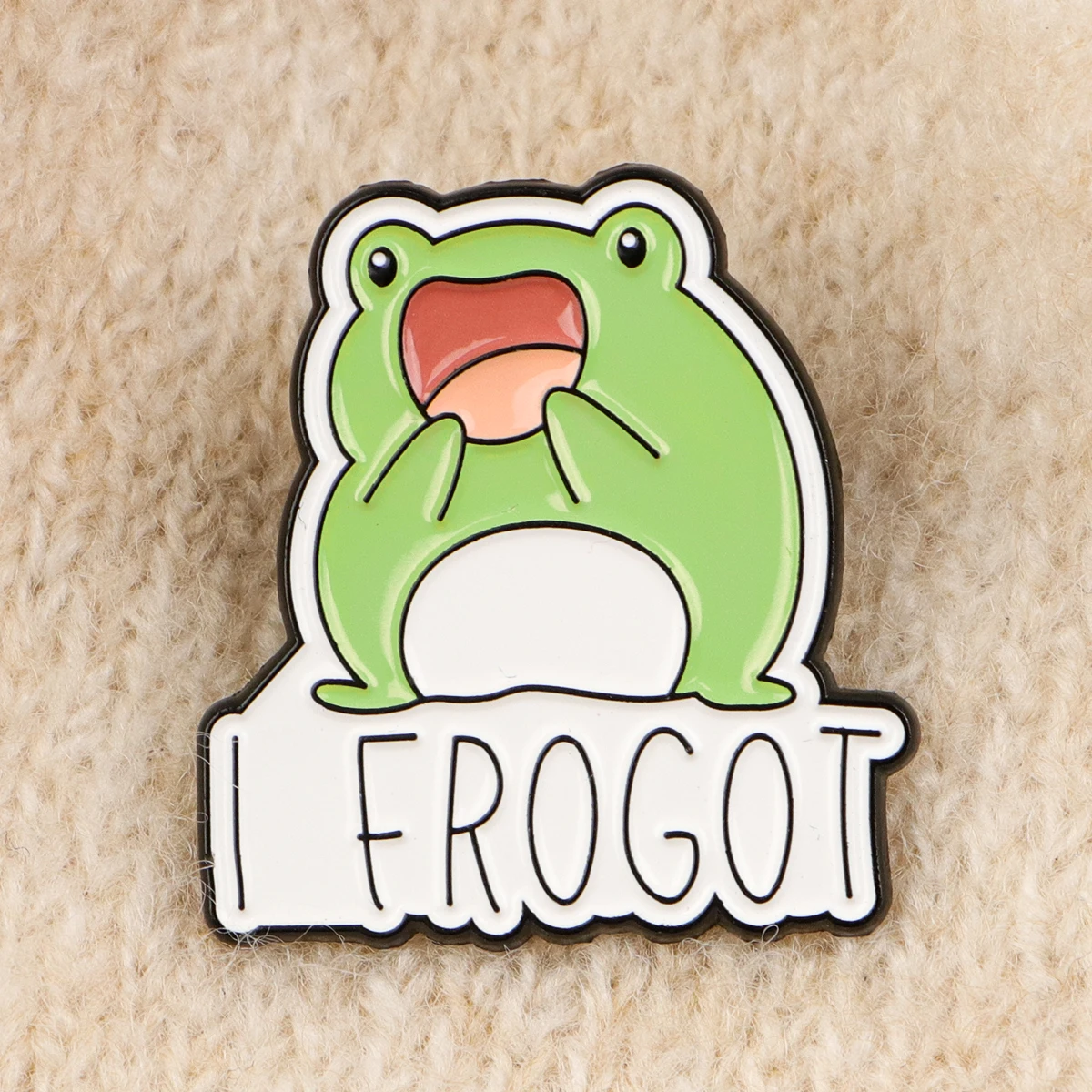 Cute Frog Enamel Pins Funny Quotes Lapel Pins Kawaii Green Frog Brooches for Backpack Animal Jewelry Gift for Frog Lovers