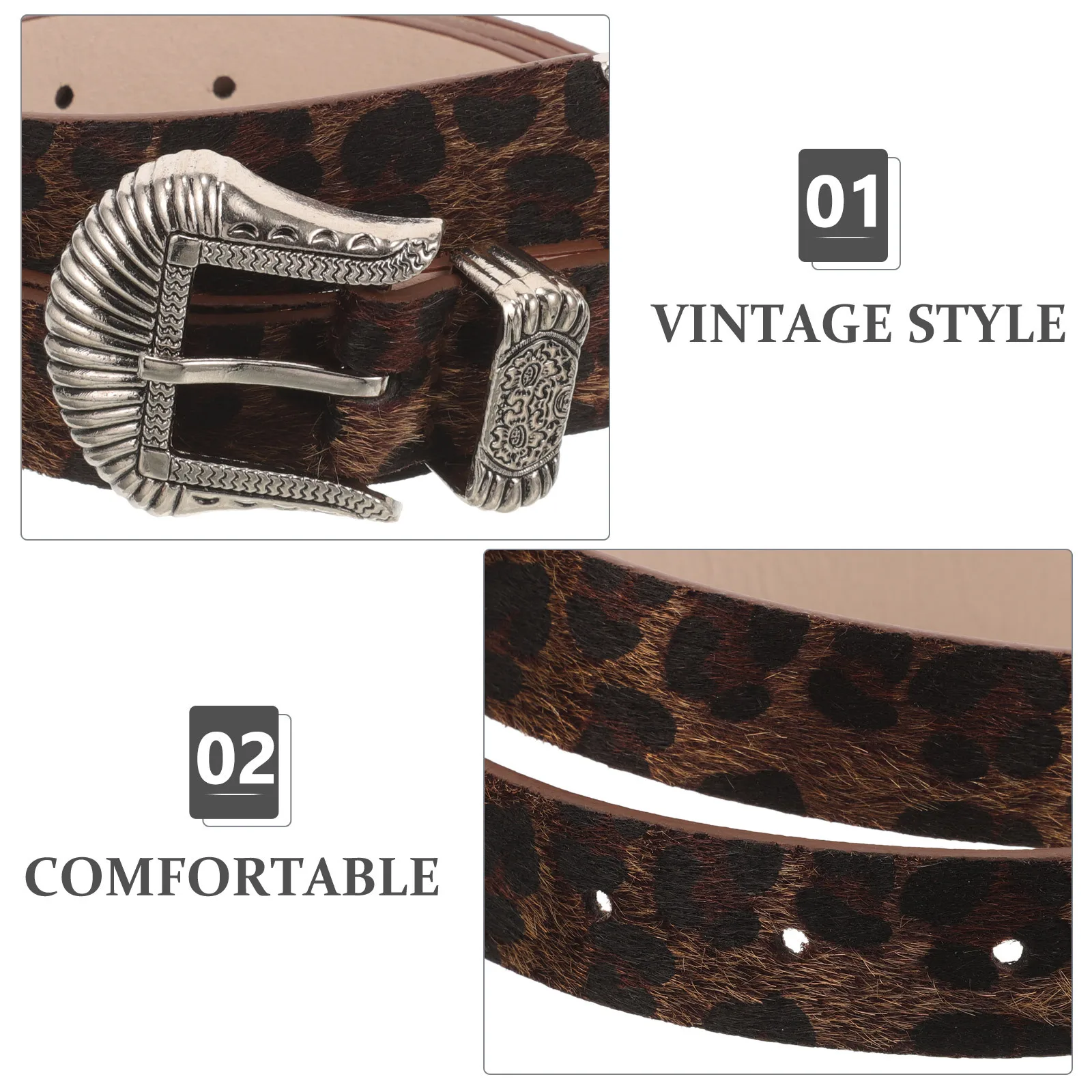 

Vintage Leopard Women Western Waist Belt For Waist Belt For Women Dress Jeans Decorative Metal Buckle Fashion Accessory