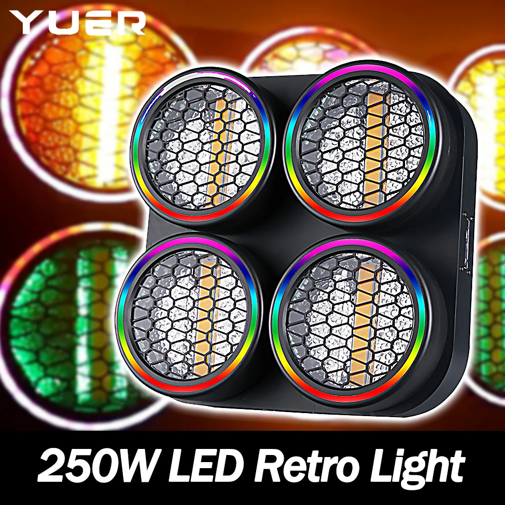 

250 Вт Disco RGB светодиодный сценический ретро-свет с 4 головками COB фон смешанный красочный эффект DMX звуковая активация управления для DJ Party Show