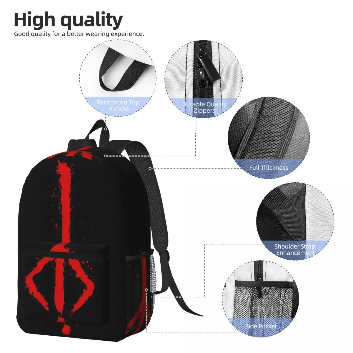 Bloodborne - Hunter Rune Backpack Student BookBag Children School Bag Computer Shoulder Bags for Men Women