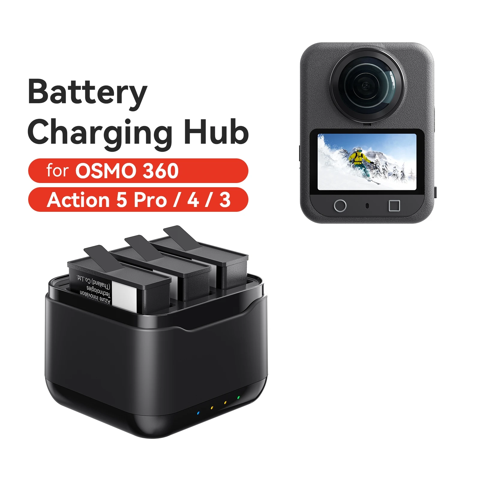 3 Channel Battery Charger Fast Charger Hub Batteries Storage Case Storage Charging Box for DJI Osmo 360 Battery Charge