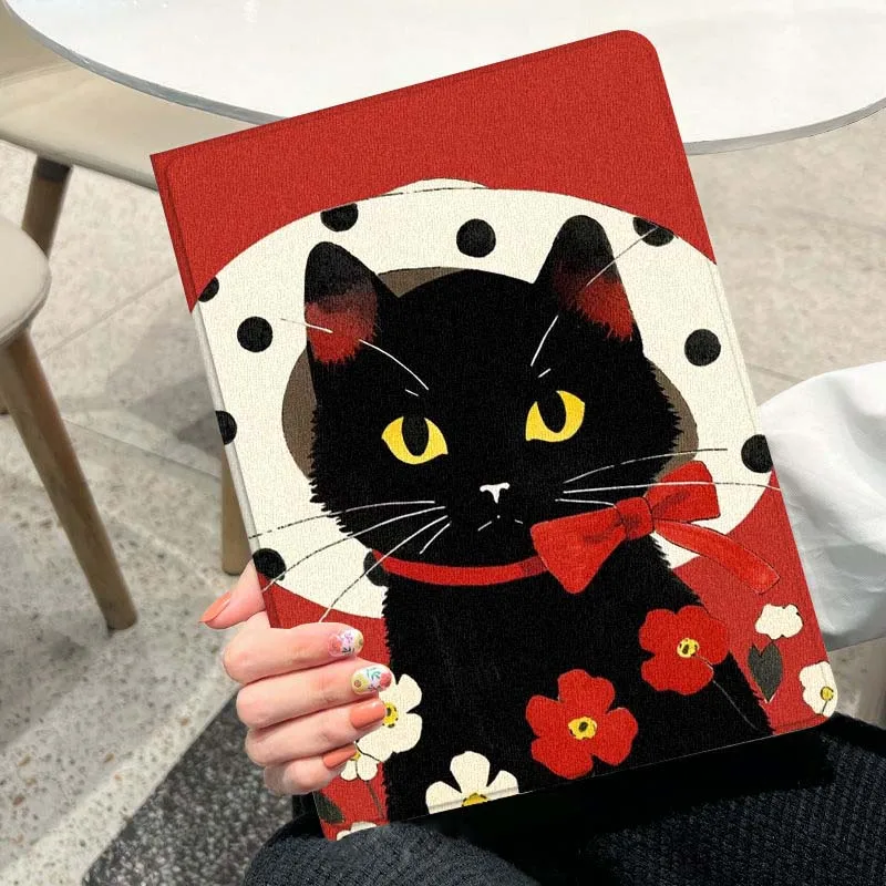 حافظة أنيقة على شكل قطة ريترو لهاتف هواوي ميديا باد ميت باد M5 M6 11 12 X SE T10 T10s 2 C5e T5 Pro Lite Air 11.5 بوصة