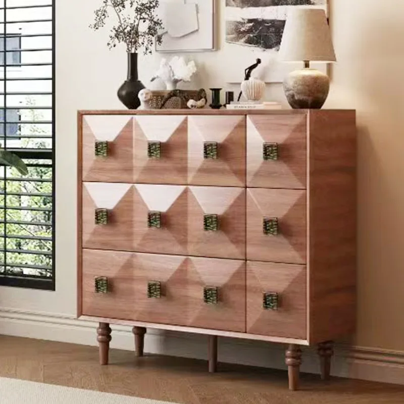 Medieval solid wood chest, bedroom locker, retro side cabinet, drawer