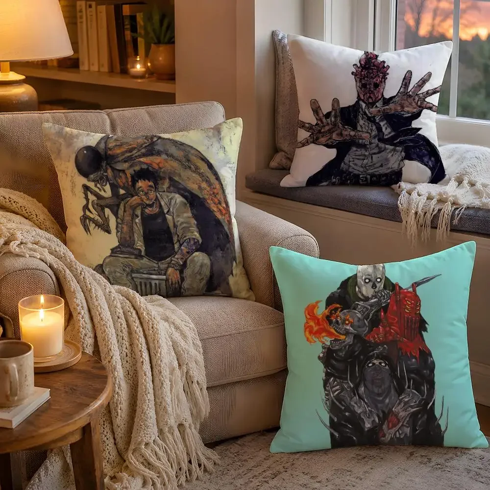 Classic Cool Anime D-Dorohedoro Cushion Cover Pillow Cover Soft Plush Fabric Removable Washable Sofa Chair Bed Decoration