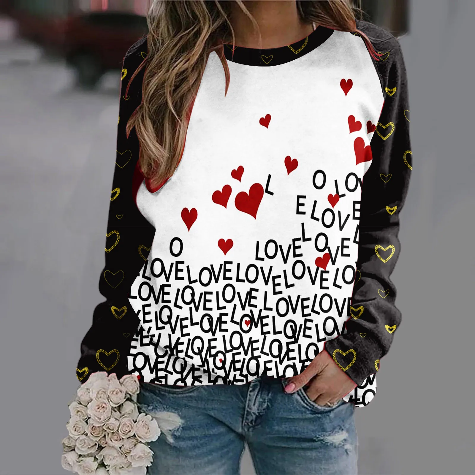 

Love Letter Printed Hoodies Harajuku Valentine's Day Graphic Men Women Long Sleeve Autumn Winter Pullover Tops Sweatshirts