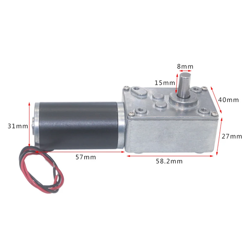 5840 31ZY 12/24V Reduction Motor 7rpm-470rpm 70kg/cm Large Torque High Power Worm Gear DC Motor Rotating Table Door Self-lock