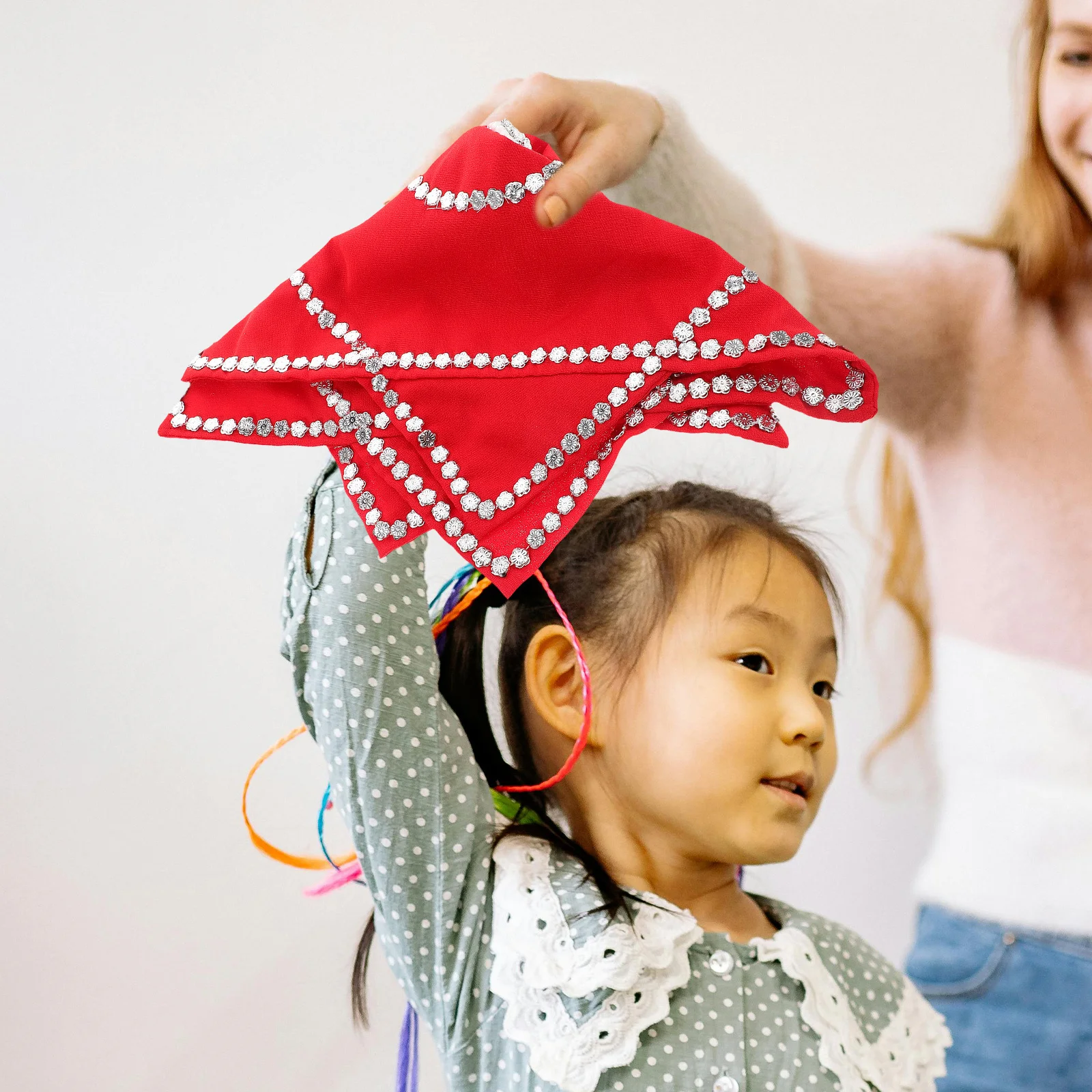 

Red Octagonal Dance Handkerchief With Fringe For Chinese New Year Spring Festival Performance Prop Lightweight Portable