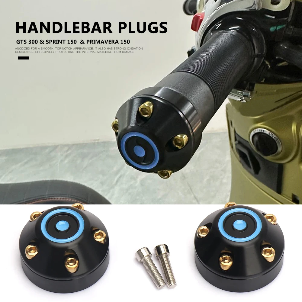 

New Aluminum Handlebar Grip Plugs Bar End Cap Motorcycle For Vespa Primavera PRIMAVERA 150 SPRINT Sprint 150 GTS300 GTS 300