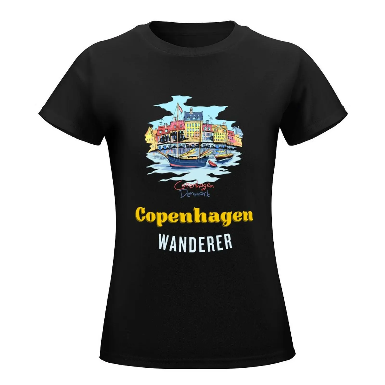 Copenhagen Denmark Wanderer Travel Souvenir Design T-Shirt heavyweights lady clothes workout shirts for Women