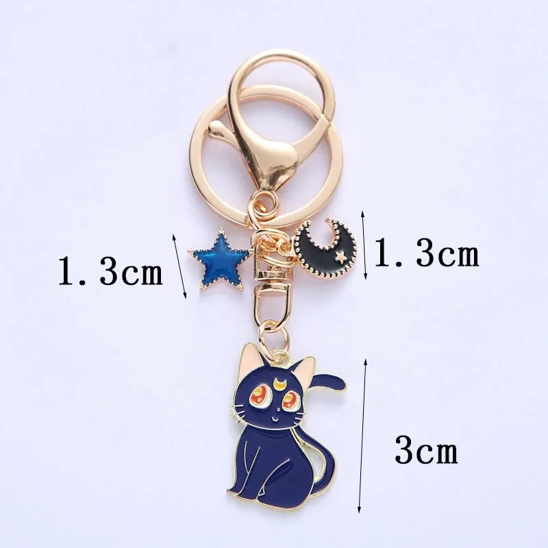 Sailor Moon Keychain Anime Moon Cats Baked Enamel Jewelry Zinc Alloy Couple Keyring Pendent Accessory Key Chians Gift for Women