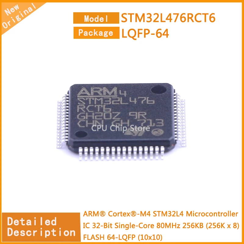 5Pcs/Lot New Original STM32L476RCT6 STM32L476 Microcontroller IC 32-Bit Single-Core 80MHz 256KB (256K x 8) FLASH 64-LQFP (10x10)