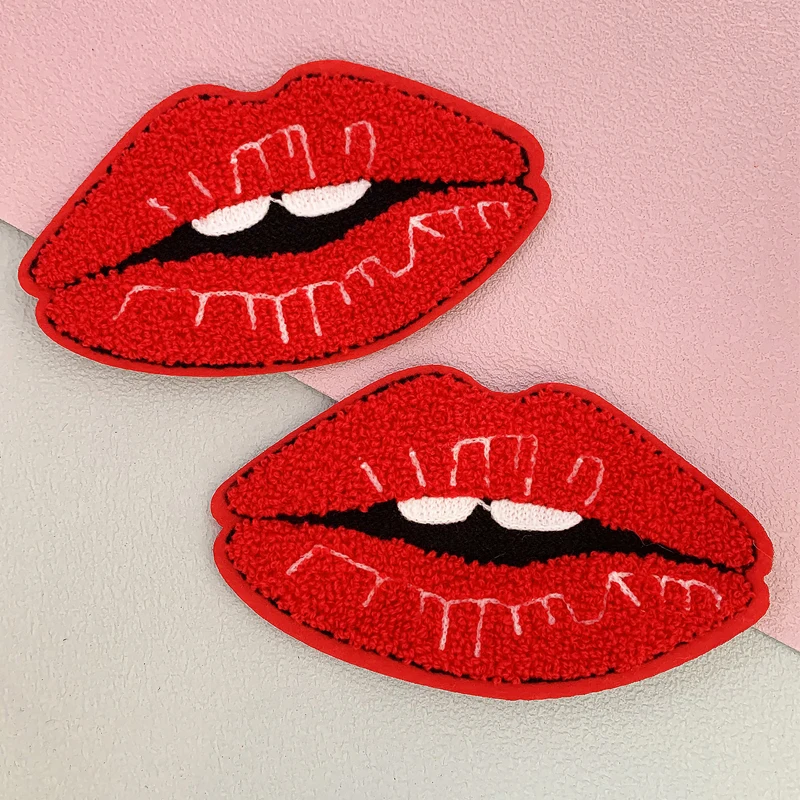 Red Mouth Polyester Patch for DIY Lip Embroidery, 2PCs