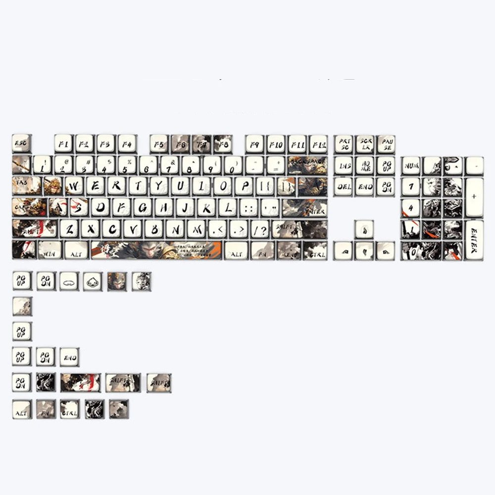 Big Letters PBT Keycaps Black Myth Wu Kong Custom ASA Height Side Backlit Pudding Keycaps Wooting Mechanical Keyboard Key Cap