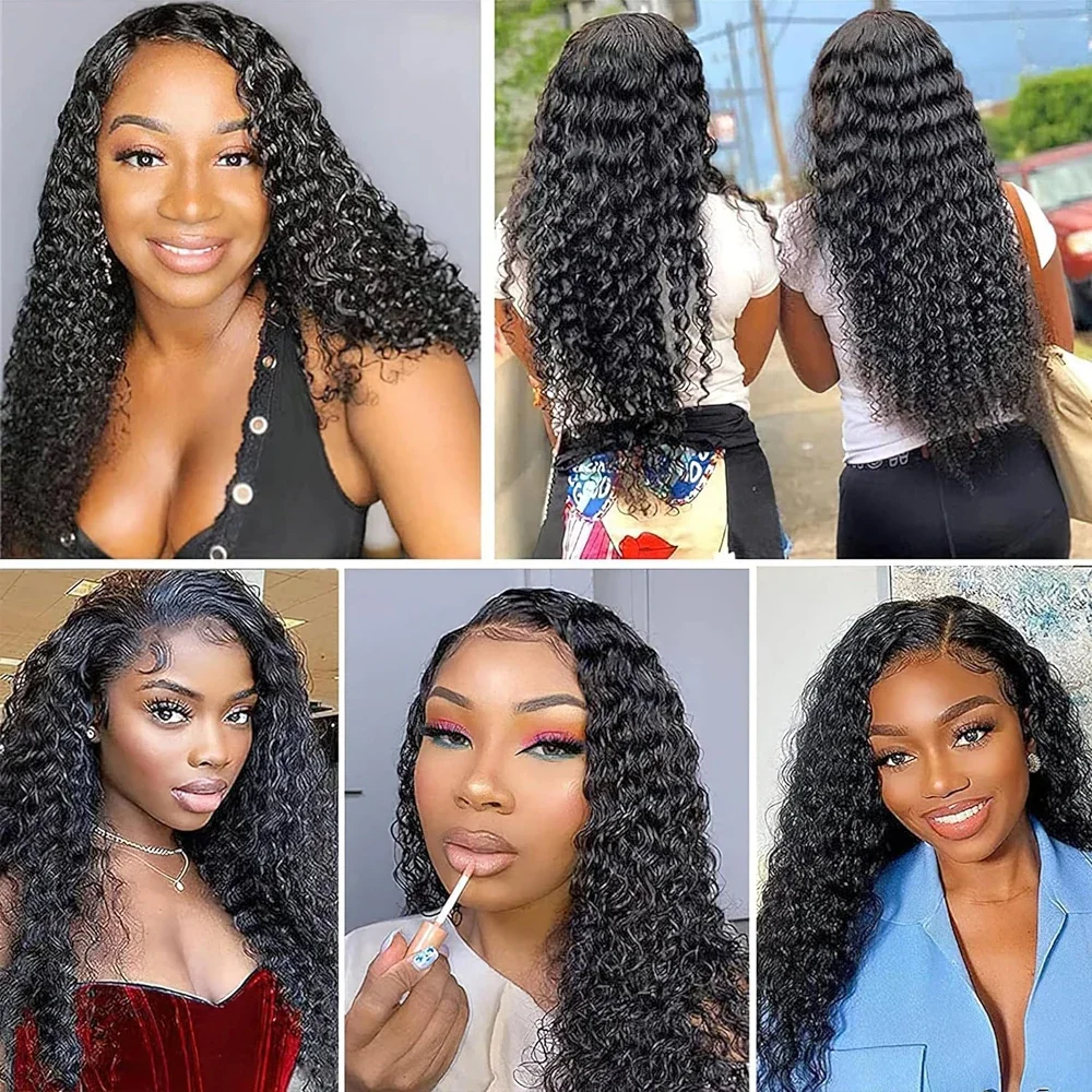 30inch Water Wave Curly Lace Front Wigs Pre Plucked With Baby Hair 13x4 HD Deep Wave Synthetic Lace Frontal Wig For Black Women