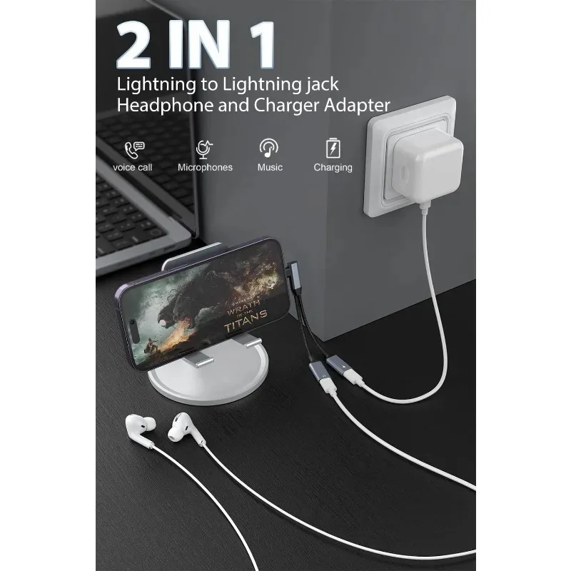 Para 3,5 mm Jack AUX Áudio OTG 2 EM 1 Tipo USB C Adaptador de fone de ouvido Carregador rápido para Apple IPhone15 Tablet