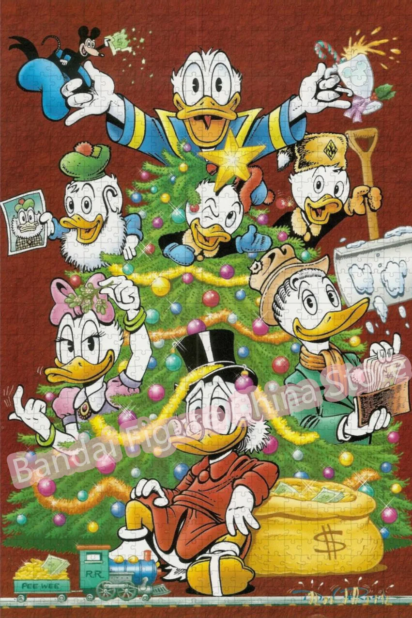 Merry Christmas Donald Duck Family Puzzle 300/500/1000 Pieces Dinsey Cartoon Print Jigsaw Puzzle Home Decor Game Gifts Toys