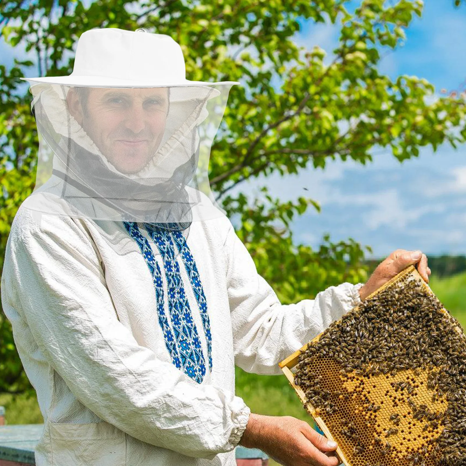 

Bee Keeper Hat Wide Brim Professional Net Hat Folding Head Net for Beekeeping Fishing Outdoor Travel Protective Mask