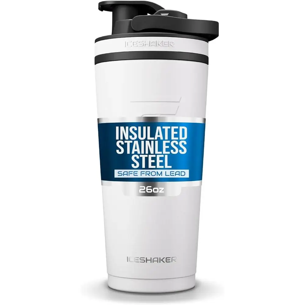 

Термос-шейкер из нержавеющей стали, 26 унций | Холод или тепло в течение 30+ часов | Бутылка без запаха для протеиновых коктейлей, воды, смузи