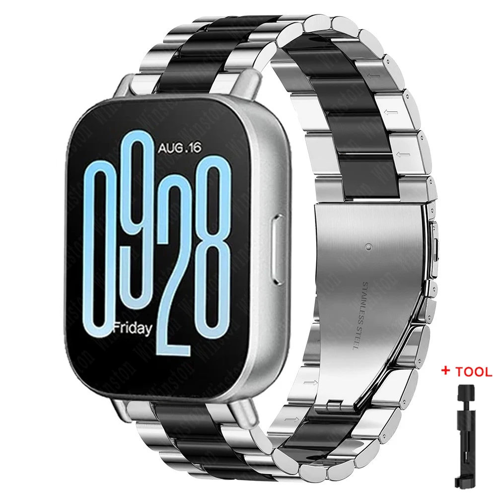 CAOWTAN 22 mm Edelstahlarmband für Redmi Watch 5 Active 5 Lite Metallarmband für Xiaomi Redmi Watch 3 Active 3 Lite Armband 7