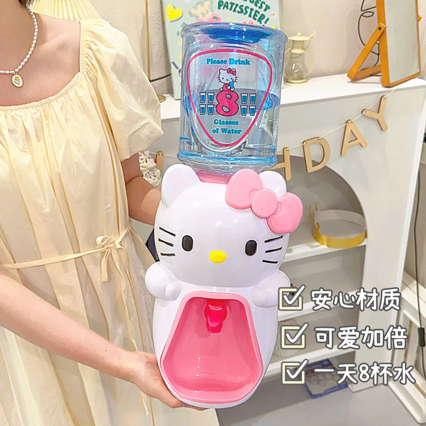 Kawaii Sanrio My Melody Mini Water Dispenser Desktop Birthday Gift for Home Dorm Office Cute Anime Cartoon Holiday Toys view 4