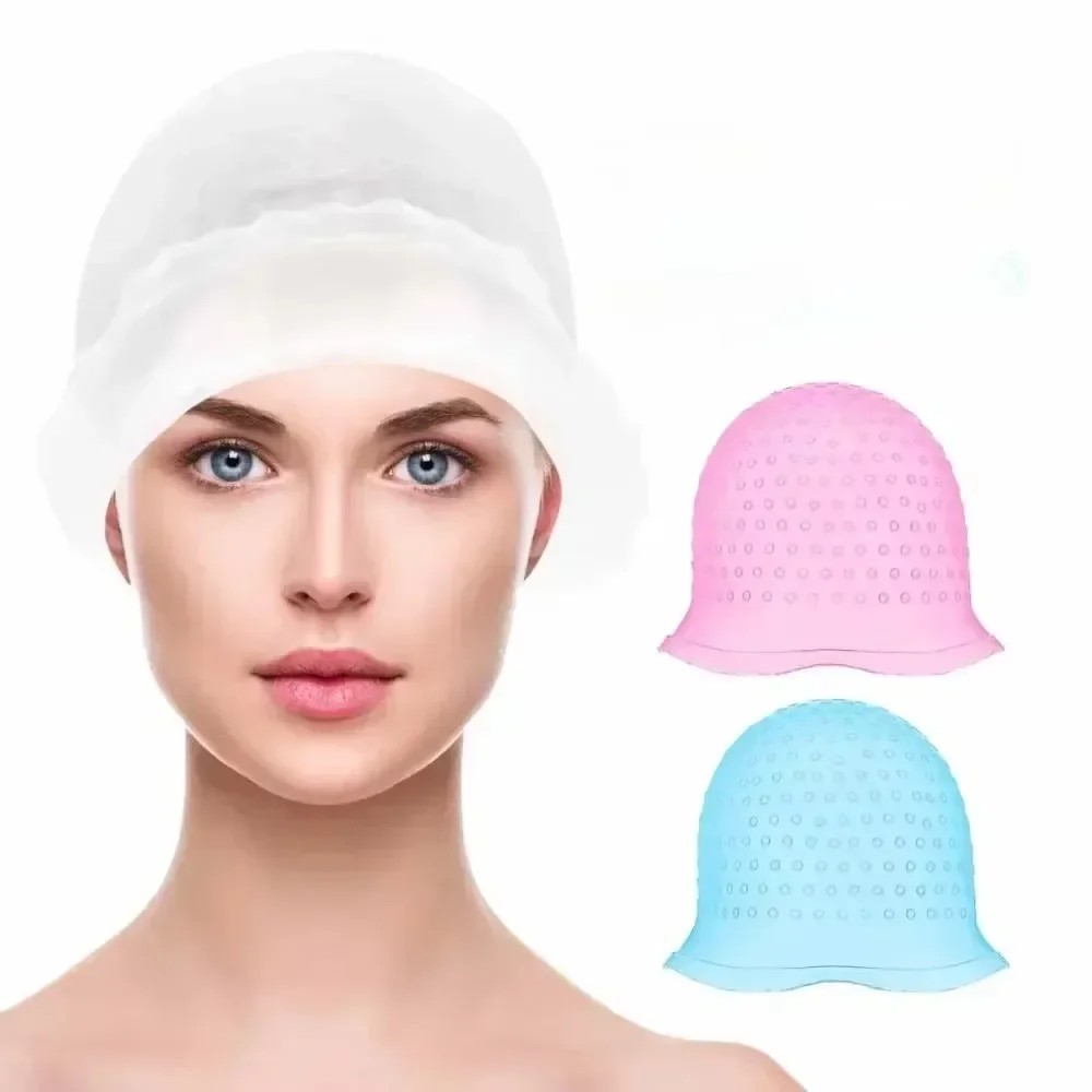 2Pcs/Set Hairdressing Hair Dyeing Caps With Metal Hooks Professional Barber Silicone Hair Dye Cap Barbershop Salon Styling Tools