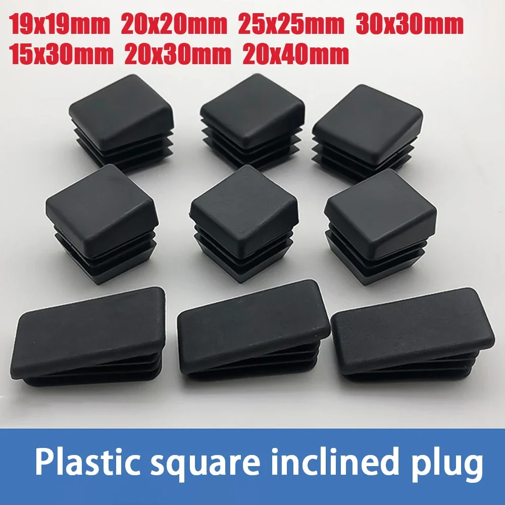 4-80Pc 19*19-20*40 PE Plastic Inclined Plug Adjustable Square Tube Plug Head Table and Chair Foot Pad Inclined Square Tube Cover