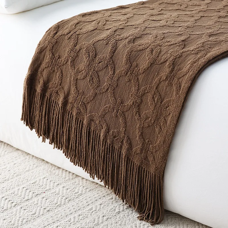 

Scandinavian Knit Bed Runner & Throw Blanket for Sofa/Bed Decor Minimalist Home Accent