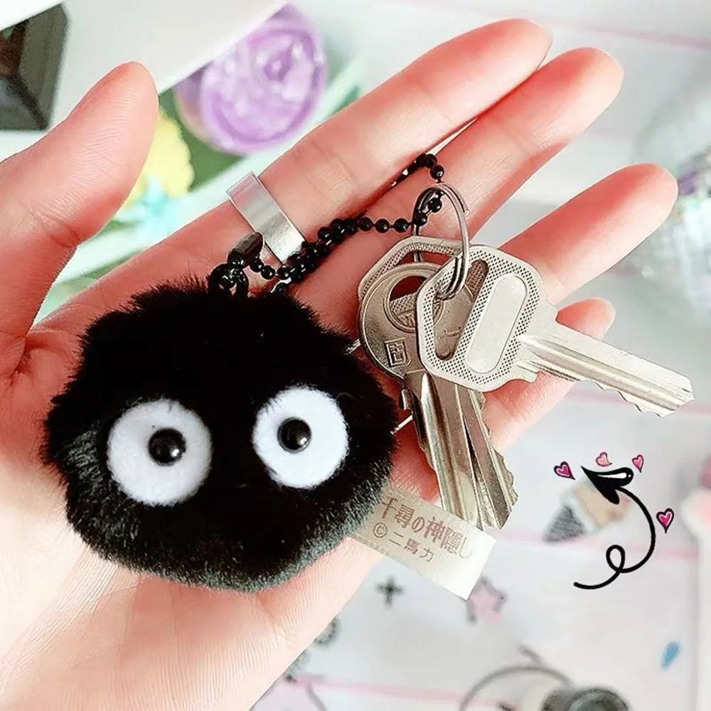 Plush Small Coal Ball Keychain Pendant Suitable For Miyazaki Hayao Anime Fans Backpack Charm Lanyard Accessories