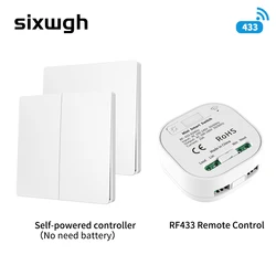 SIXWGH Wireless Remote Control Switch No Battery RF433Mhz Self-Powered Waterproof Light Switch 16A AC 85V-240V 60HZ/50HZ