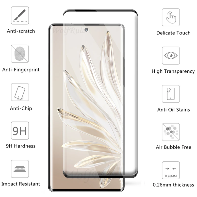 4-in-1 For Huawei Honor 70 Glass For Honor 70 5G Tempered Glass Curved 9H HD Protective Screen Protector For Honor 70 Lens Film