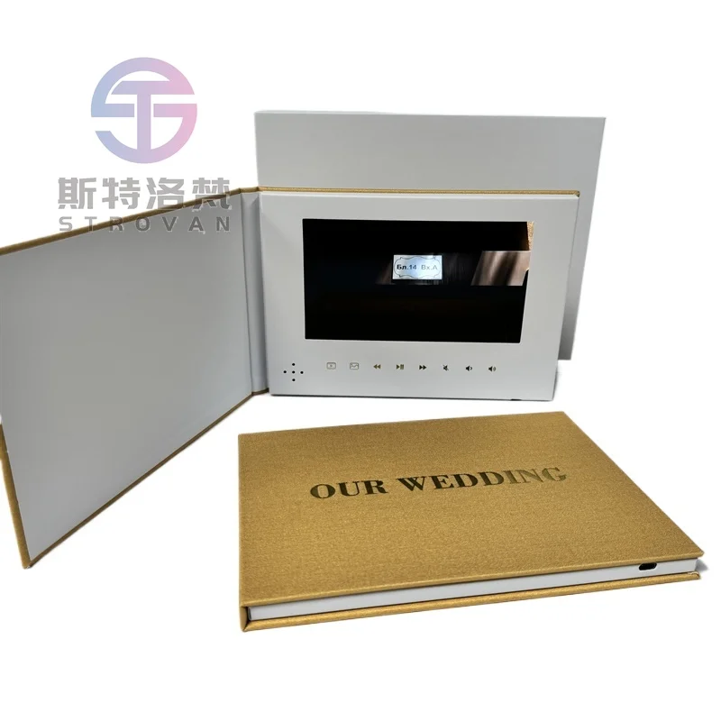 High Quality  7 Inch LCD Brochure Photo Wedding Invitation Video Book