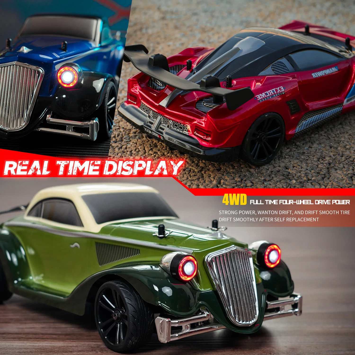 Suchiyu 16302 1:16 Rc Car 2.4G 4WD High Speed 35km/H Brushed Motor Vintage Racing Car Toy With Led Lights For Kid And Adult