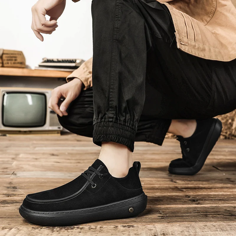 

Versatile Fashionable Minimalist Design Men Casual Leather Shoes Branded Cowhide Velvet Urban Business Shoes Comfortable Loafers